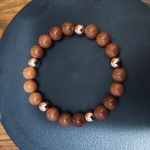 Handmade Natural Gold Sandstone Beaded Bracelet